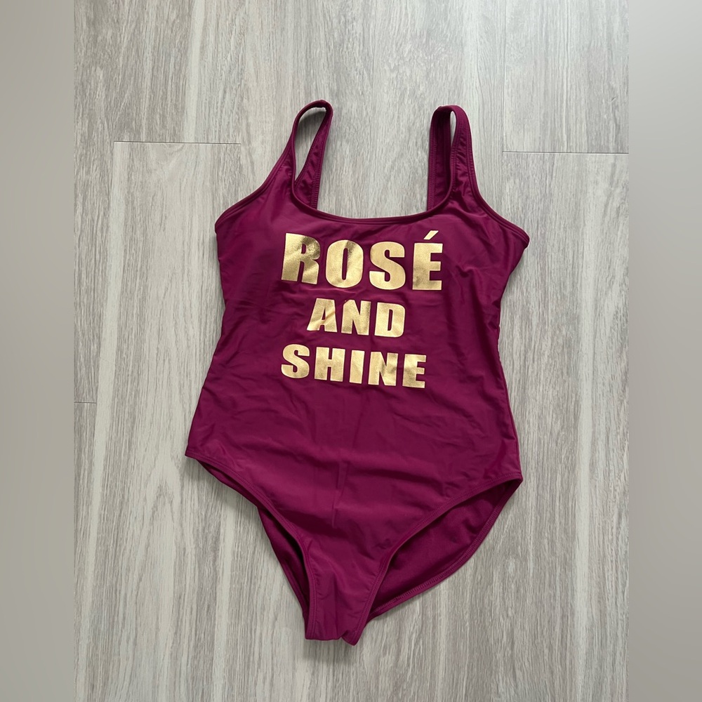 California Sunshine Rosé and Shine One Piece Swimsuit Size 12/14 Magenta Gold